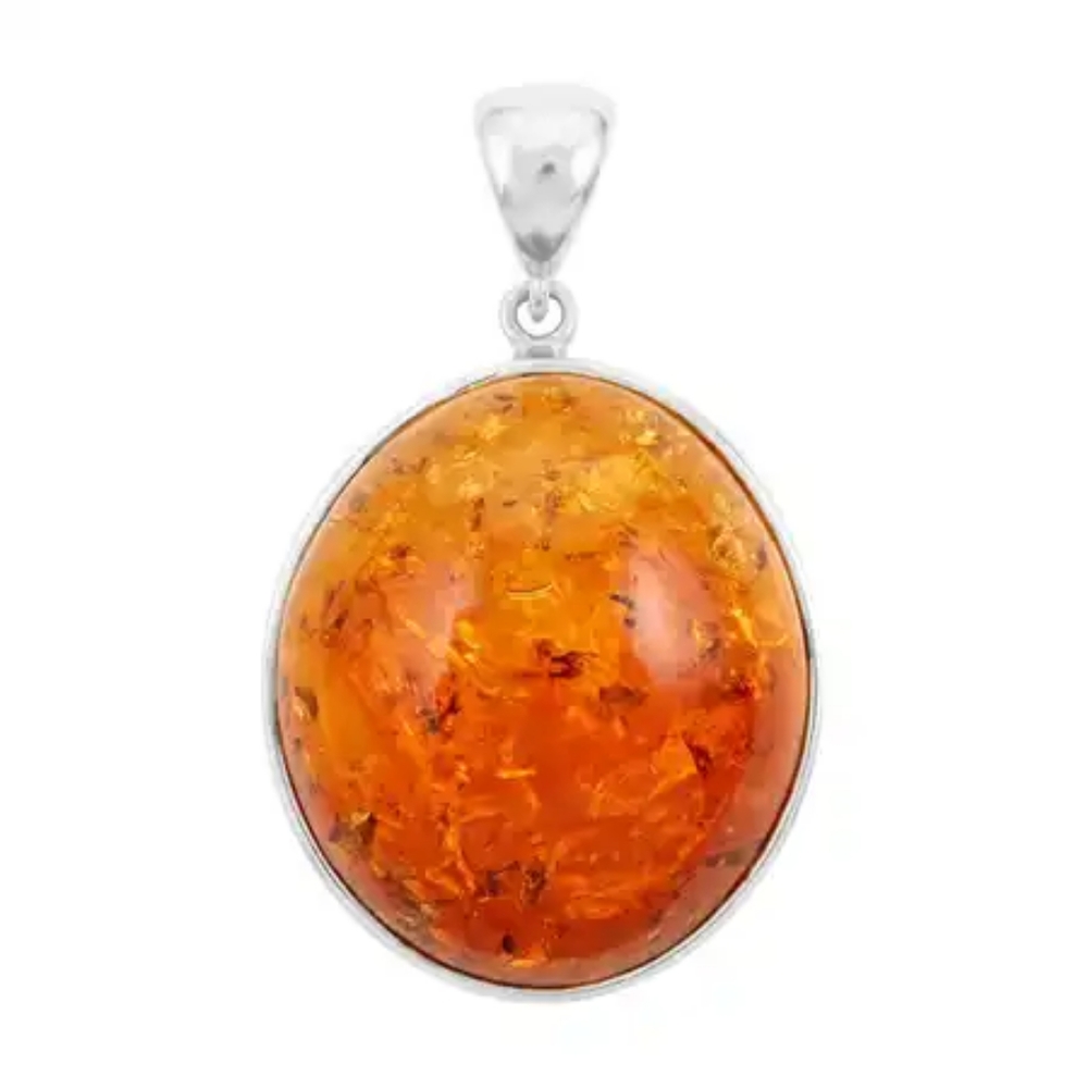 Baltic Amber Cabochon Pendant Heavily Included